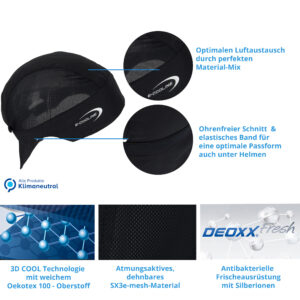 Caratteristiche della bandana Air refrigerante di E.COOLINE in colore nero