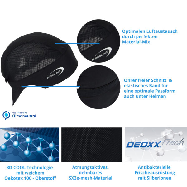 Caratteristiche della bandana Air refrigerante di E.COOLINE in colore nero