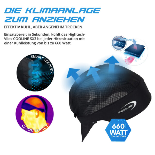 Descrizione tecnica della bandana Air refrigerante di E.COOLINE in colore nero