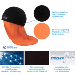 Caratteristiche della bandana refrigerante SX3 con protezione per il collo di E.COOLINE