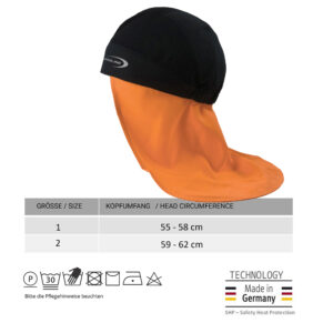 Bandana di raffreddamento SX3 con protezione per il collo di E.COOLINE di colore nero/arancione