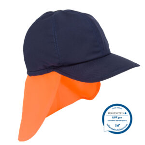 Vista frontale del berretto da baseball refrigerante E.COOLINE con protezione UV per il collo
