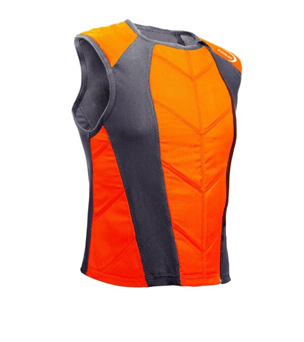 Gilet sportivo refrigerante con cerniera E.COOLINE di colore nero/arancione