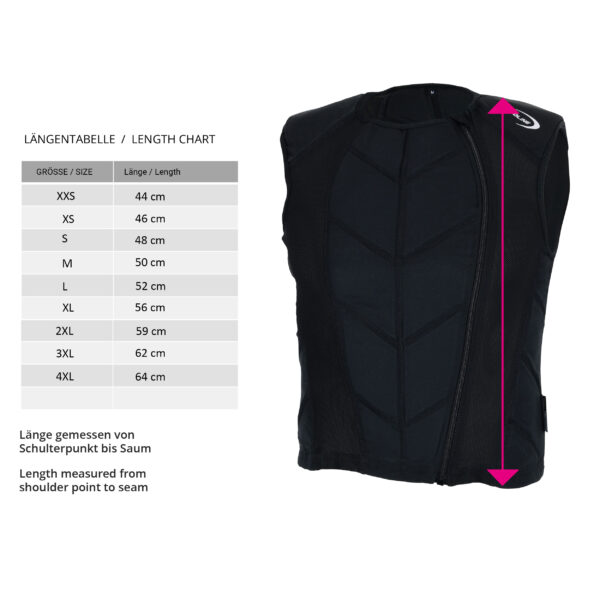 Tabella delle taglie e foto del gilet sportivo refrigerante E.COOLINE