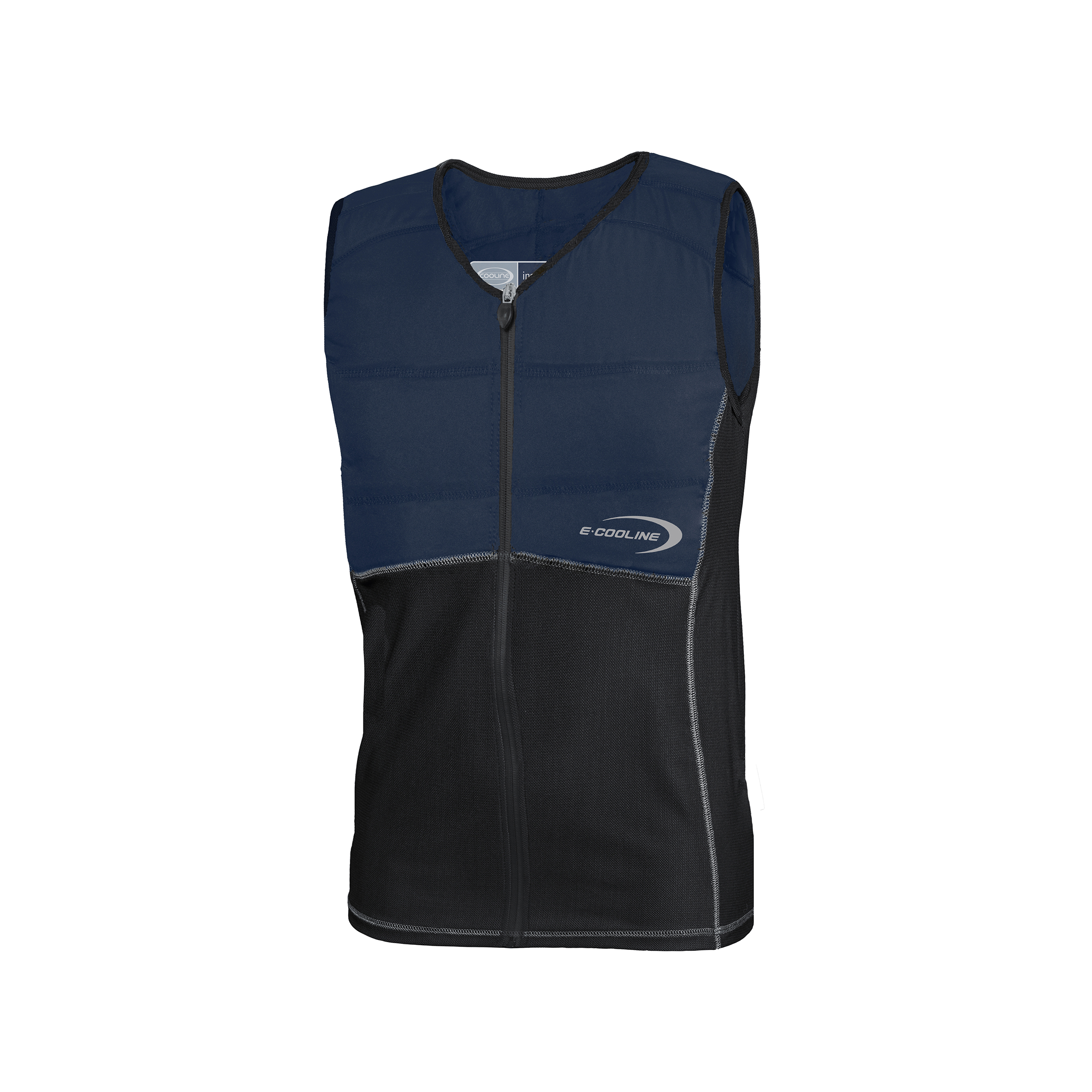 Gilet rinfrescante Repower Kids con cerniera frontale di E.COOLINE, bicolore blu/nero, dispositivo medico