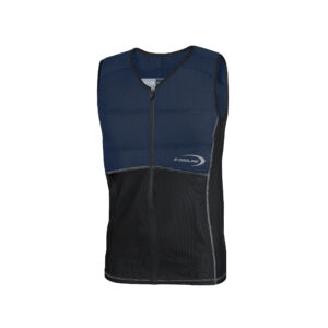Gilet rinfrescante Repower Kids con cerniera frontale di E.COOLINE, bicolore blu/nero, dispositivo medico