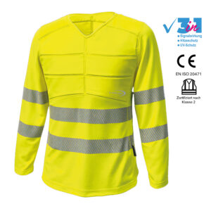 E.COOLINE PowerSignal Shirt SX3 Alta visibilità Classe 2 Giallo ad alta visibilità per lavori all'aperto