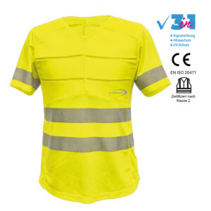 T-shirt refrigerante SX3 con catarifrangenti E.COOLINE, colore ad alta visibilità giallo – CE Classe 2