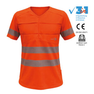 T-shirt refrigerante E.COOLINE SX3 – Alta Visibilità, colore arancione fluo | Con catarifrangenti | Certificazione CE, Classe 2