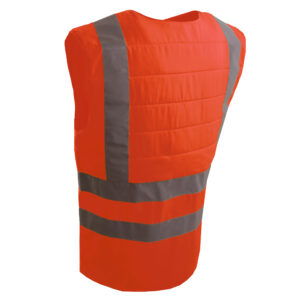 Gilet refrigerante E.COOLINE SX3 ad alta visibilità con bande riflettenti e chiusura frontale in velcro, colore arancione fluorescente