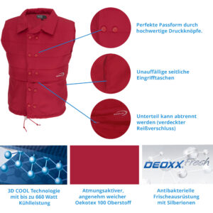 Caratteristiche del gilet rinfrescante E.COOLINE PowerVital rosso