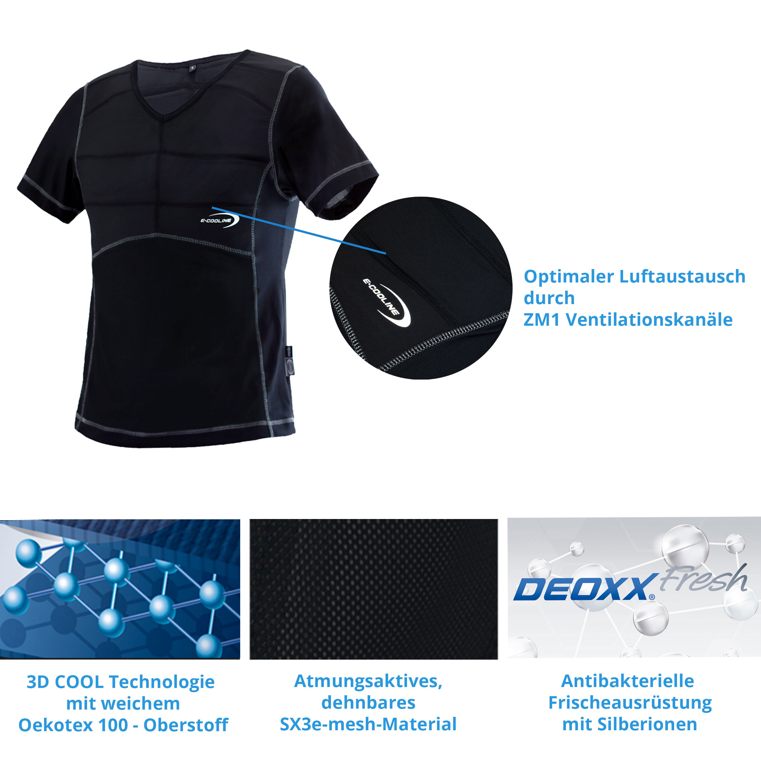 Caratteristiche della T-Shirt rinfrescante E.COOLINE Powercool SX3